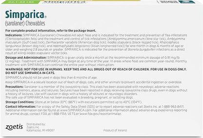Simparica (sarolaner) Chewables for Dogs, 80 mg/tab, 44.1-88 lbs (Green), 1 Tablet