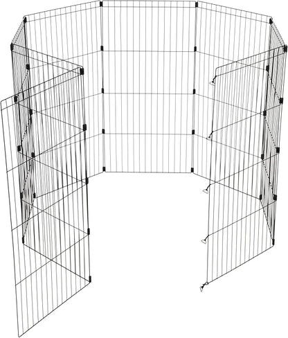 IRIS USA 48" 8-Panel Metal Pet Dog Puppy Playpen, Indoor/Outdoor Dog Fence, 58 x 58 x 48, Foldable, Customizable, Black