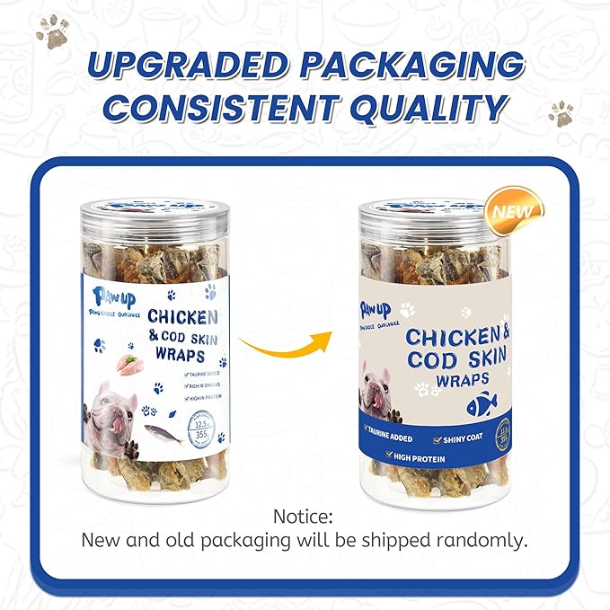 PAWUP Dog Treat Chicken Wrapped Cod Skins, Fish Chews Rolls for Medium Dogs, Healthy, Rawhide-Free, 12.5 oz