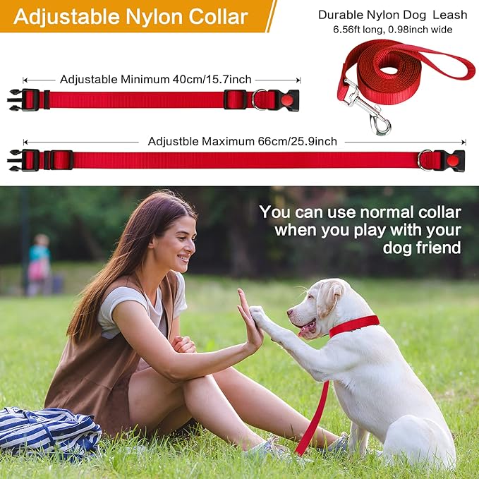 Prong Training Collar With Nylon Cover Comfort Tips and Quick Release Snap Buckle, Classic Collar and Leash for Small Medium Large Dogs