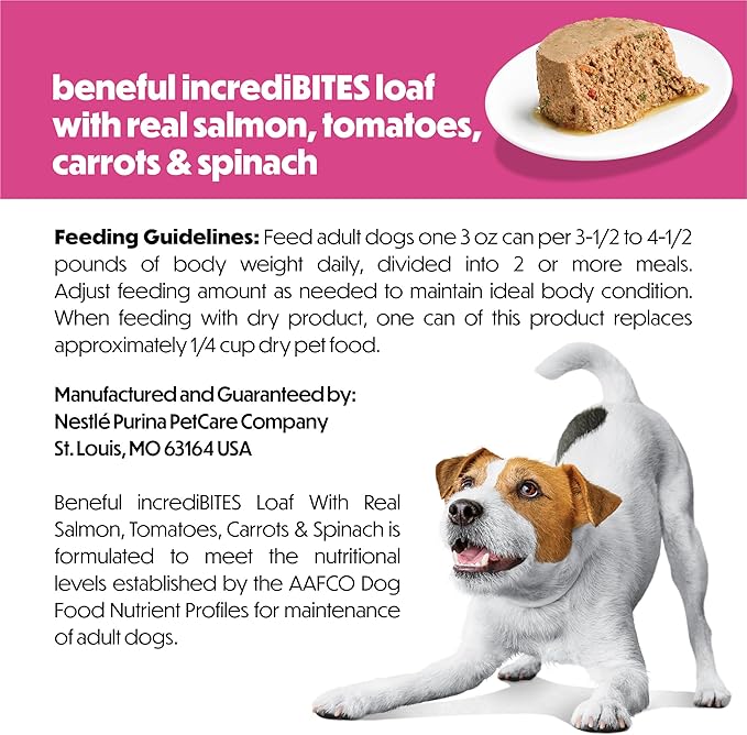 Purina Beneful Small Breed Wet Dog Food, IncrediBites Loaf With Real Salmon Recipe - (Pack of 12) 3 oz. Cans