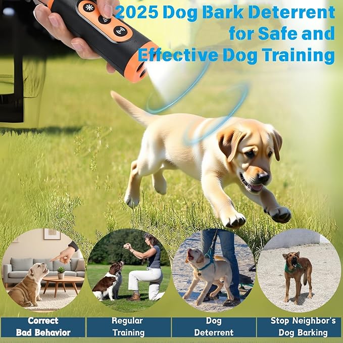 Dog Bark Deterrent Device, 2025 Upgraded Ultrasonic Anti Barking Device for Dogs, 35FT Range Auto Barkshield for Own & Neighbor's Dog, Safe & Effective No Barking Device for Dogs