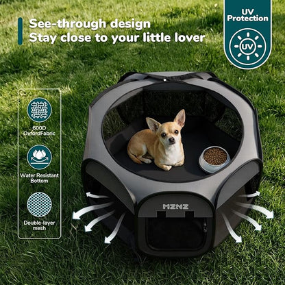 Dog Cat Playpen, Portable Puppy Pet Crate Indoor for Small Dogs Cats Rabbits, Foldable Dog Cage Enclosure for Outdoor, Pop Up Dogs Tent Kennel with Carrying Case, Dark Grey