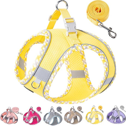 Petank Dog Harness for Small Medium Dogs No Pull, Puppy Harness and Leash Set for Walking, Running, Training, Small Dog Harness, Medium Dog Harness (Yellow, XXS)