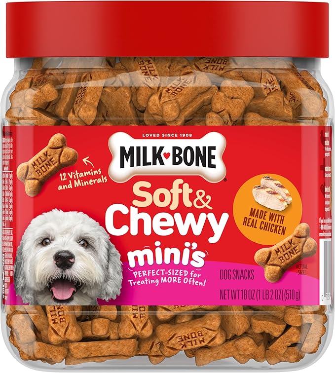 Milk-Bone Soft & Chewy Mini’s Dog Treats Made with Real Chicken, 18 Oz.