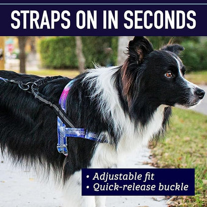 Leash Boss No Pull Dog Harness, Easy Walk for Small, Medium, and Large Pets, Reflective with Rear and Front Clip Attachment (Wave Pattern, Small)