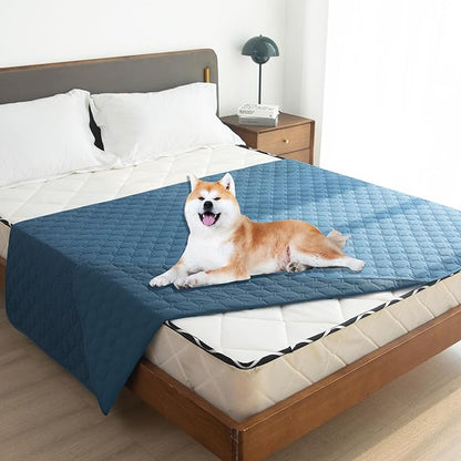 gogobunny 3X Stronger Waterproof Pet Blanket, Scratch Proof Furniture Protector for Dogs Cats, Reversible Cover 52x82 Inch, Dark Blue