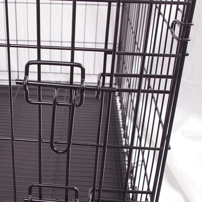 Durable, Foldable Metal Wire Dog Crate with Tray, Single Door, 30 x 19 x 21 Inches, Black