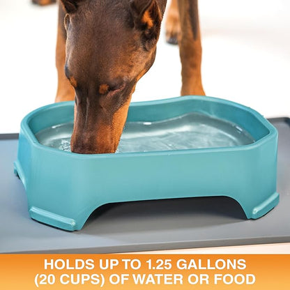 Neater Pet Brands Extra Large Water Bowl for Dogs, Outdoor Dog Water Bowl (1.25 Gallon XL Capacity), Big Trough Style Food Dish for Indoors or Outside, No Spill Large Dog Bowls, Aquamarine