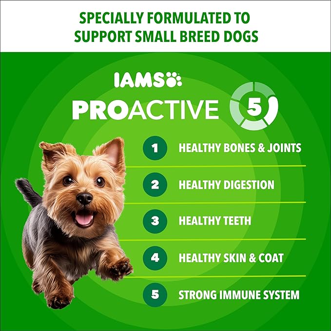 IAMS Proactive Health Small Breed Adult Dry Dog Food Chicken & Whole Grain Recipe, 5 lb. Bag