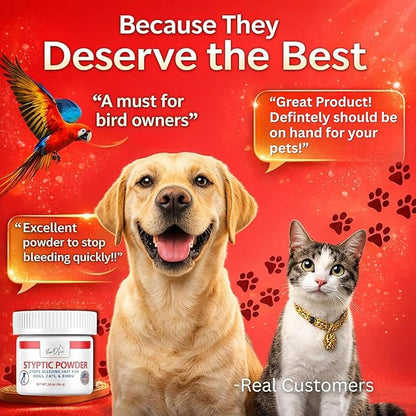 Styptic Powder for Dogs, Cats, and Birds (2 oz) by Evo Dyne | Fast-Acting Blood Stop for Pets | Quick Stop Bleeding Powder for Dog Nail Clipping, Grooming, Cuts and More (1-Pack)