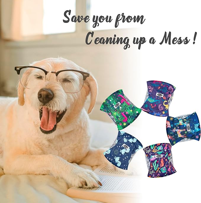 Tuiskusa Male Dog Diapers, High Absorbing Dog Belly Bands for Male Dogs, Washable Reusable Dog Males Wraps(5 Pack)