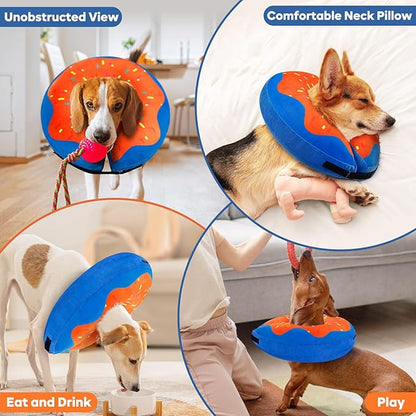 Gimars Inflatable Dog Cone Alternative Dog Donut Collar After Surgery, Soft Dog Neck Pillow Recovery Cone Collar, E Collar and Elizabethan Collar Alternative for Small and Medium Dogs - Orange M+