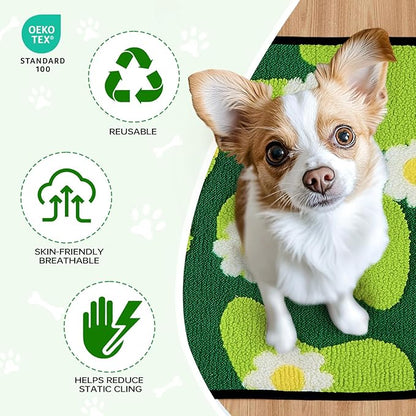 Qeils Reusable Puppy Pads for Small Dogs, Washable Pee Pads with Non-Slip , Absorbent Leakproof Mat for Crates, Playpens, Pet Beds & Whelping, Indoor Potty Training Grass Green, 18"x24", 6 Pack