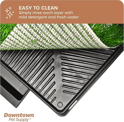 Downtown Pet Supply Dog Grass Pad with Tray, 20 x 30 w/Drawer - Outdoor and Indoor Potty System for Dogs with Replaceable Synthetic Grass Pee Turf - Portable and Waterproof Turf Dog Potty
