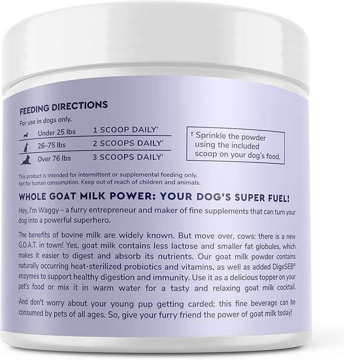 Wonder Paws Premium Goat Milk Powder for Dogs – Supports Digestion, Immune Health & Allergies – Goat’s Milk with Probiotics for All Ages, Sizes & Breeds – 8.25 oz
