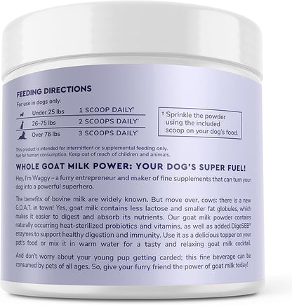 Wonder Paws Premium Goat Milk Powder for Dogs – Supports Digestion, Immune Health & Allergies – Goat’s Milk with Probiotics for All Ages, Sizes & Breeds – 8.25 oz