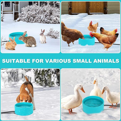 Large Heated Water Bowl for Dog & Cat, Waterproof Heated Pet Bowl Heater for Chickens Rabbit Livestocks, Heated Bird Bath for Winter, 108 OZ 30 Watts