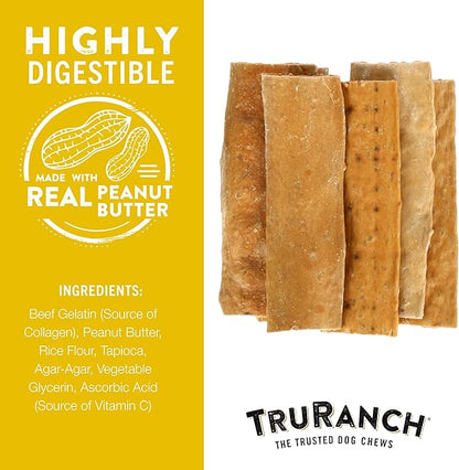 TRURANCH Collagen Chips - Collagen Dog Treats - Long Lasting Healthy Joint Support - Rawhide Alternative Chips - Skin & Coat Health - Made with Real Peanut Butter, Value Pack, 3 Bag, 1.5 lbs