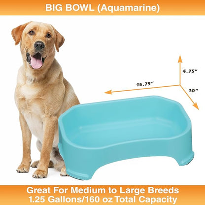 Neater Pet Brands Extra Large Water Bowl for Dogs, Outdoor Dog Water Bowl (1.25 Gallon XL Capacity), Big Trough Style Food Dish for Indoors or Outside, No Spill Large Dog Bowls, Aquamarine
