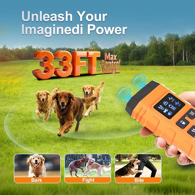 Dog Bark Deterrent Device,G3 Anti Barking Device for Dogs, Bark Stopper with Display,Ultrasound Dog Bark Deterrent,for Indoor/Outdoor/Safe and Effective Bark Stopper with Flashlight (Orange)