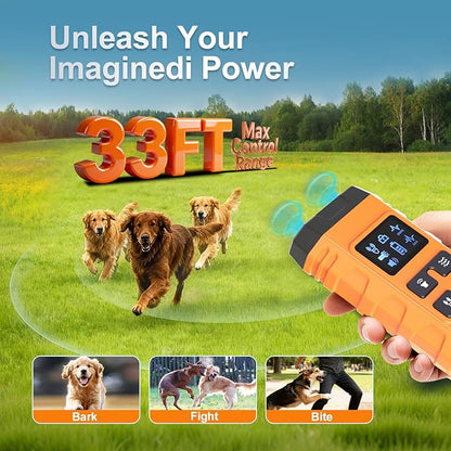 Dog Bark Deterrent Device,G3 Anti Barking Device for Dogs, Bark Stopper with Display,Ultrasound Dog Bark Deterrent,for Indoor/Outdoor/Safe and Effective Bark Stopper with Flashlight (Orange)