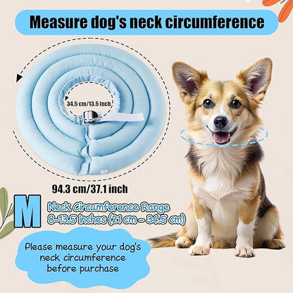 Soft Dog Cone Collar - Adjustable Recovery Cone for Medium Dogs After Surgery to Stop Licking, Waterproof Elizabethan Protective Neck Donut Collar Alternative for Pet Cat Puppy (Blue, M)