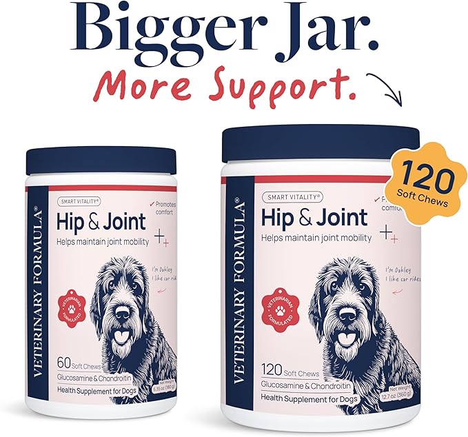 Veterinary Formula Smart Vitality Hip & Joint Supplement for Dogs with Glucosamine – Dog Joint Support, Dog Supplements for Mobility & Flexibility, 120ct