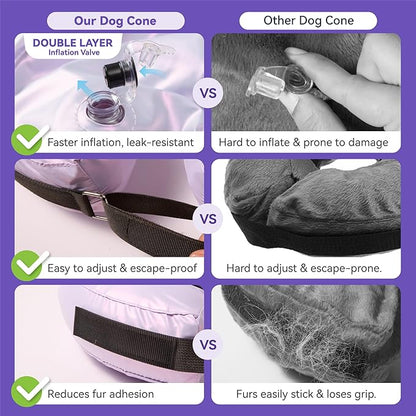 Inflatable Dog Cone Collar - Donut Collar Recovery ECollar Alternative After Surgery - Soft Dog Cone for Small Medium Large Dogs