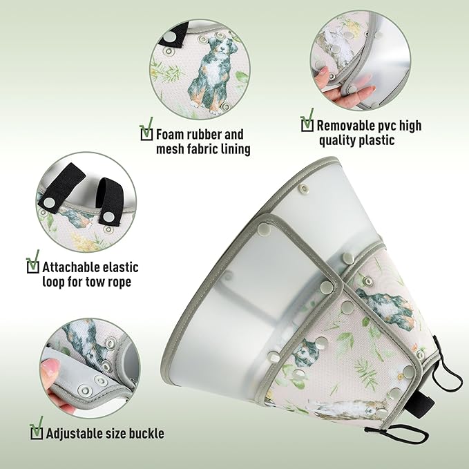 Soft Dog Cone Collar for Large Medium Small Dogs After Surgery, Adjustable Pet Recovery E-Collar, Brown Large