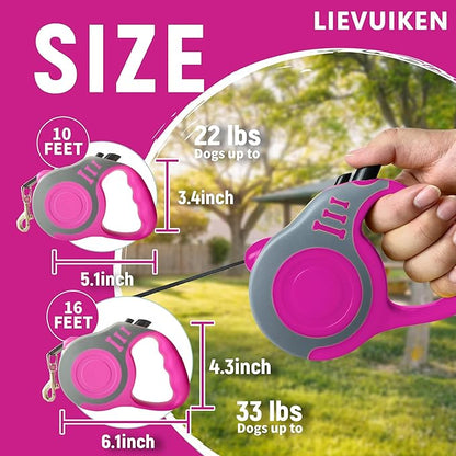 Retractable Dog Leash Automatic Telescopic Tractor Dog Tape, Pet Tape 10/16 FT Durable and Convenient, with Non-Slip Handle, Suitable for Small and Medium Dogs