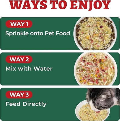 Wellix Pet Freeze Dried Treats for Cats&Dogs - High Protein Cat&Dog Food Topper 3 Ingredients Added (Cat Grass/Cranberry/Pumpkin) for Puppy or Kitten Treat 7.05oz