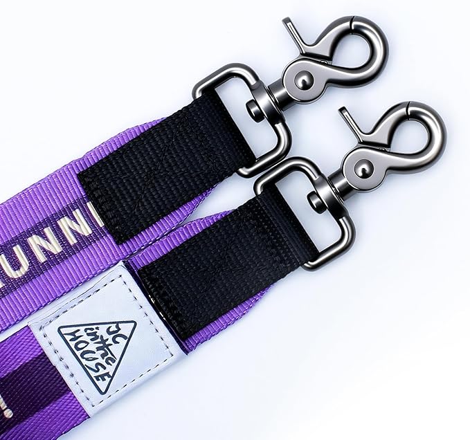 Hands Free Dog Leash, Heavy Duty with Waist Belt & Storage Pouch, Strong Pull Control, Two Handles Bungee for Running & Walking, Big & Medium Dogs, Purple