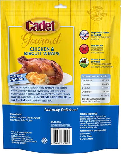 Cadet Gourmet Chicken Wrapped Biscuit Dog Treats,Training Treats for Small and Large Dogs,Inspected & Tested in USA,14 oz.,(Pack of 2)