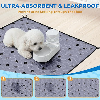 Fostanfly Washable Pee Pads for Dogs, 2 Pack 36"x48" Superior Reusable Puppy Pads, Waterproof Protects Against Urine Leakage, Non-Slip Grip Prevents Slipping and Bunching for Dog Training