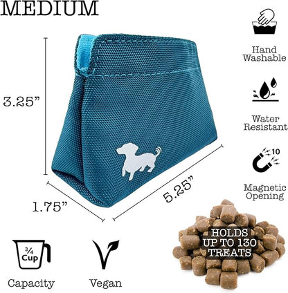 Pocket Sized Dog Treat Pouch - Treat Pouches for Pet Training - Medium Dog Treat Pouch with Magnetic Closure - Dog Walking Treat Bag for Dog Training - Turquoise