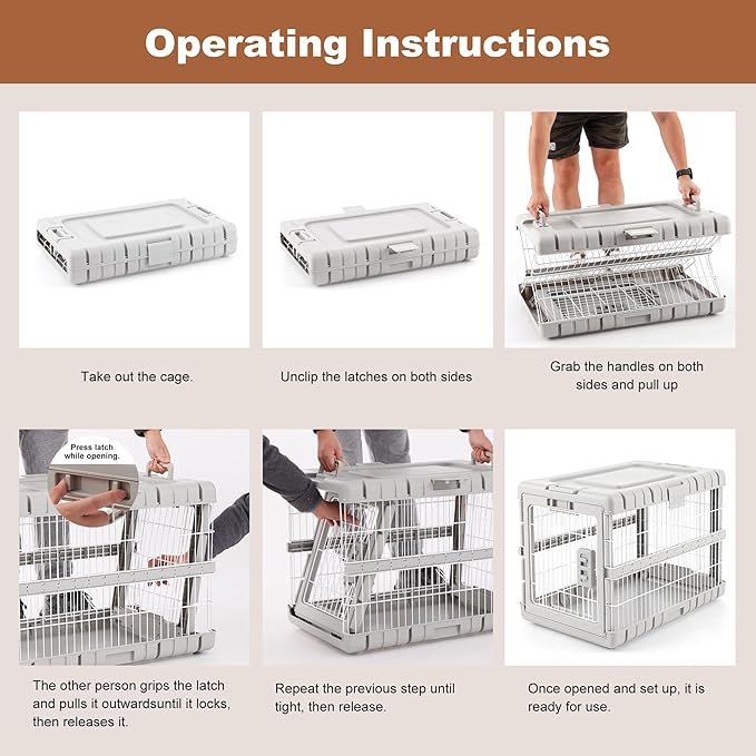 ZOMISIA Collapsible Dog Crate for Large Dogs - 36"L Heavy Duty Dog Kennel No Tools Required with 4 Sides Steel Foldable Cage for Dogs Indoor Furniture, Portable Carrier with 2 Smooth Wheels, Gunmetal