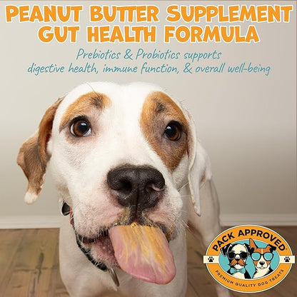 Pack Approved Dog Peanut Butter - with Prebiotic and Probiotic for Dogs to Boost Gut Health - Supports Digestive Support and Immune Support - Peanut Butter Treats - Gut Health (8.46oz)