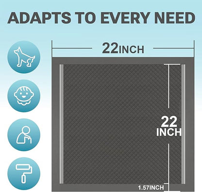 CLEAN SPACES Charcoal Puppy Pads 100 Count, Disposable Pee Pads for Dogs / Wee Wee Pads / Potty Training Pads, Underpads with Activated Carbon to Eliminate Odor, 22"x22"