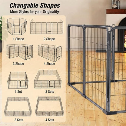 Dog Playpen Indoor & Outdoor Foldable Pet Exercise Fence Pen with Door Gate,Dog Kennels for Small/Medium/Puppy Dogs,Rabbits (8 Panels, 31 Inch)…