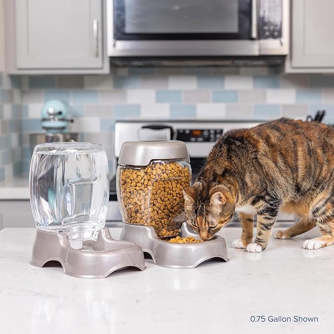 Petmate Pet Cafe Cat and Dog Water Dispenser - Water Bowl for Cats and Dogs, USA Made, .75 GAL, Pearl Tan
