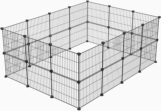LURIVA Small Animal Playpen, Guinea Pig Cages, Pet Playpen, Rabbit Cage,Small Animal Cage, Puppy Kitten Dog Playpen, Indoor Outdoor Portable Metal Wire Yard Fence,15 X 12 Inch, 28 Panels, Black