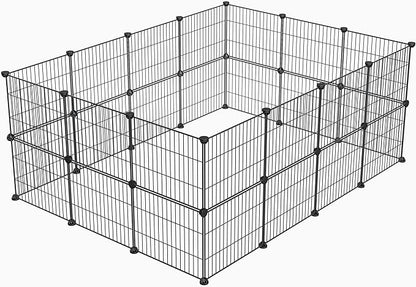LURIVA Small Animal Playpen, Guinea Pig Cages, Pet Playpen, Rabbit Cage,Small Animal Cage, Puppy Kitten Dog Playpen, Indoor Outdoor Portable Metal Wire Yard Fence,15 X 12 Inch, 28 Panels, Black