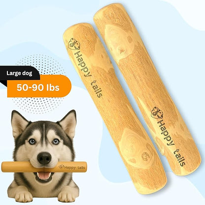 Set of 2 Coffee Wood Dog Chew Stick Toy, Natural and Real Wooden Bone Sticks, Safe Dental Cleaning Chews, Pet Health, Teeth Cleaning and Relieve Stress (Set 2 for Large Dog)