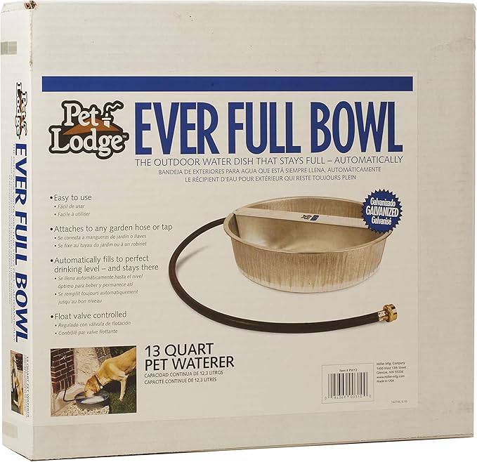 LITTLE GIANT Automatic Pet Waterer - Pet Lodge - Steel Ever Full Pet Bowl, 13 Quart (Item No. PW13)