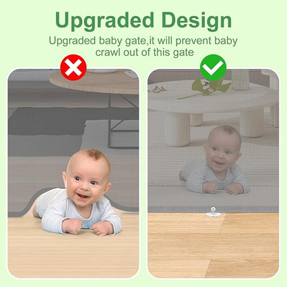 Retractable Baby Gate, Extra Wide Safety Kids or Pets Gate, 33” Tall, Extends to 71” Wide, Mesh Safety Dog Gate for Stairs, Indoor, Outdoor, Doorways, Hallways(33”x71”- Grey)