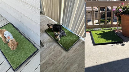 Dog Grass Pad with Tray: 2-Pack Fake Grass, 35 x 21.7 in, Ideal for Medium & Large Dogs - Perfect for Indoor Use, Potty Training