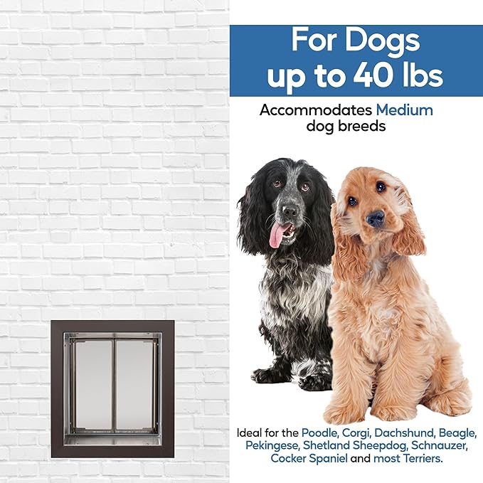 Plexidor Wall Mount Pet Doors for Cats and Dogs - Energy Efficient Pet Freedom - Bronze