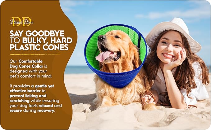 Soft Dog Cone Collar Alternative for Dogs – Adjustable Lightweight E-Collar for Recovery – Comfortable, Breathable Pet Cone to Stop Licking & Scratching After Surgery (Mesh Cloth - Blue, L (38-44cm))