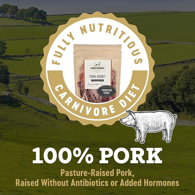 Farm Hounds - Pork Kidney - Premium Natural Jerky for Dogs - Made from 100% Humanely Raised Pork - Organ Treats - Great for Training & Treats - No Added Fillers - Made in USA - 4oz -2 Pack